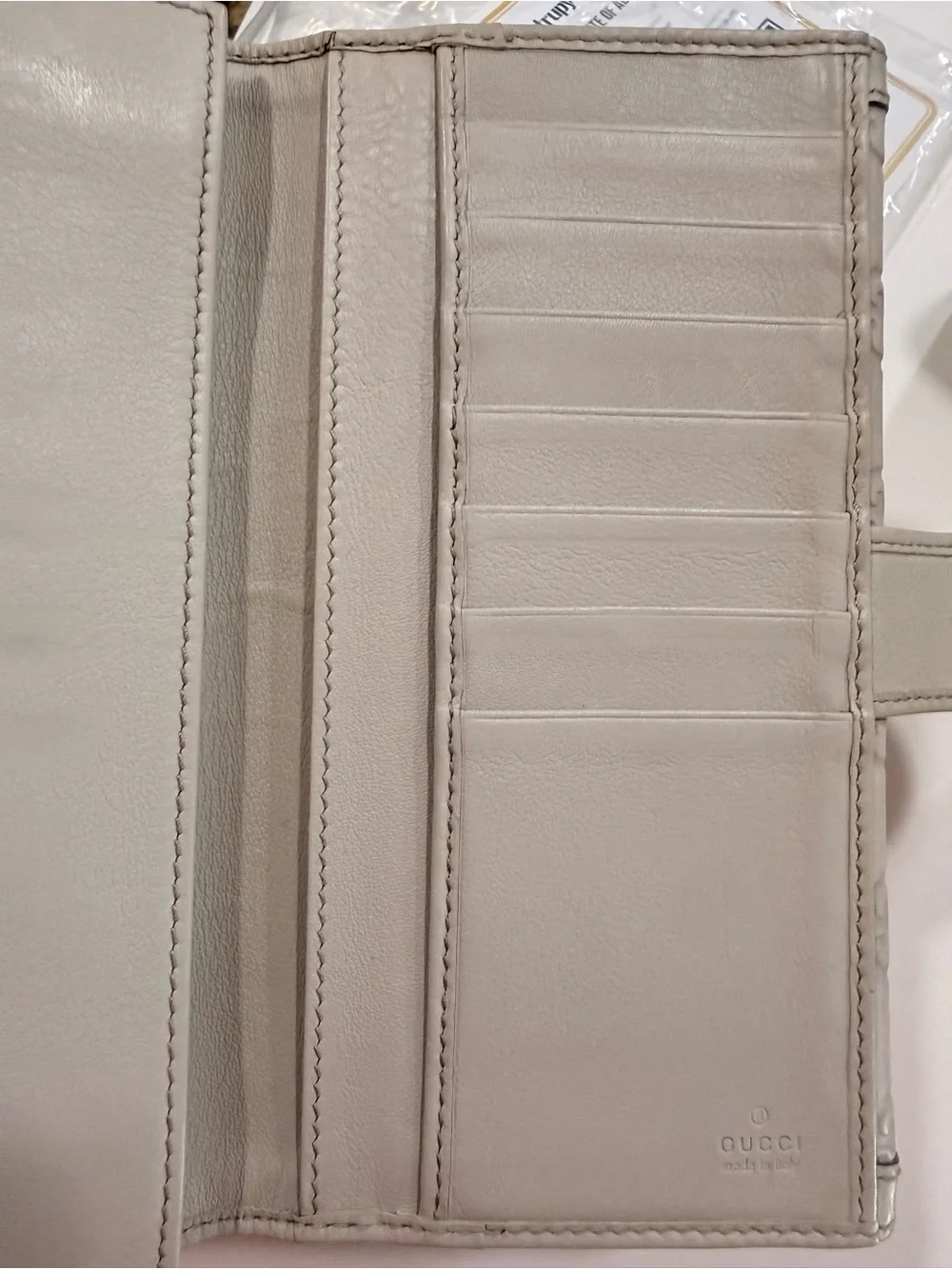 Authentic Gucci Guccissima Leather Continental Wallet Cream Beige Made in Italy